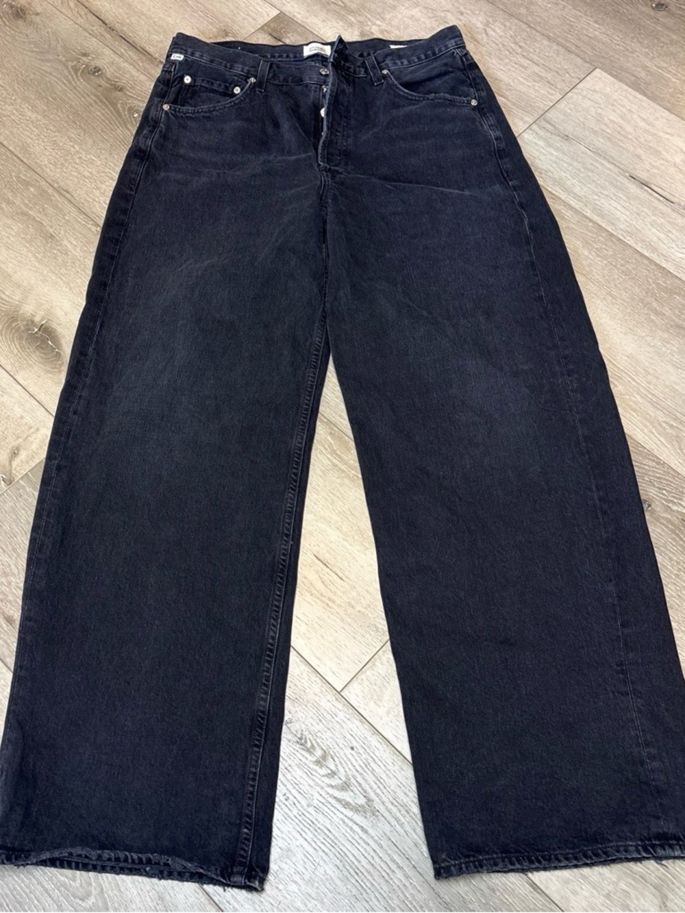 Citizens of Humanity Ayla High Rise Baggy Wide Leg Jeans Black Denim - Size 32